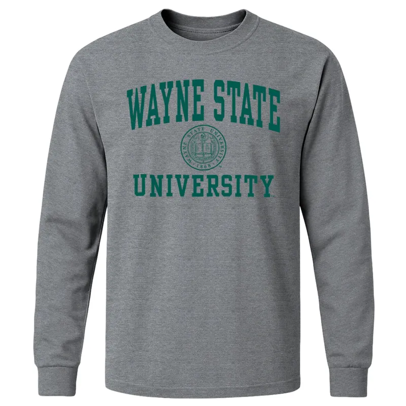 Wayne State University Heritage Long Sleeve T-Shirt (Charcoal Grey) sold by Barnesmith