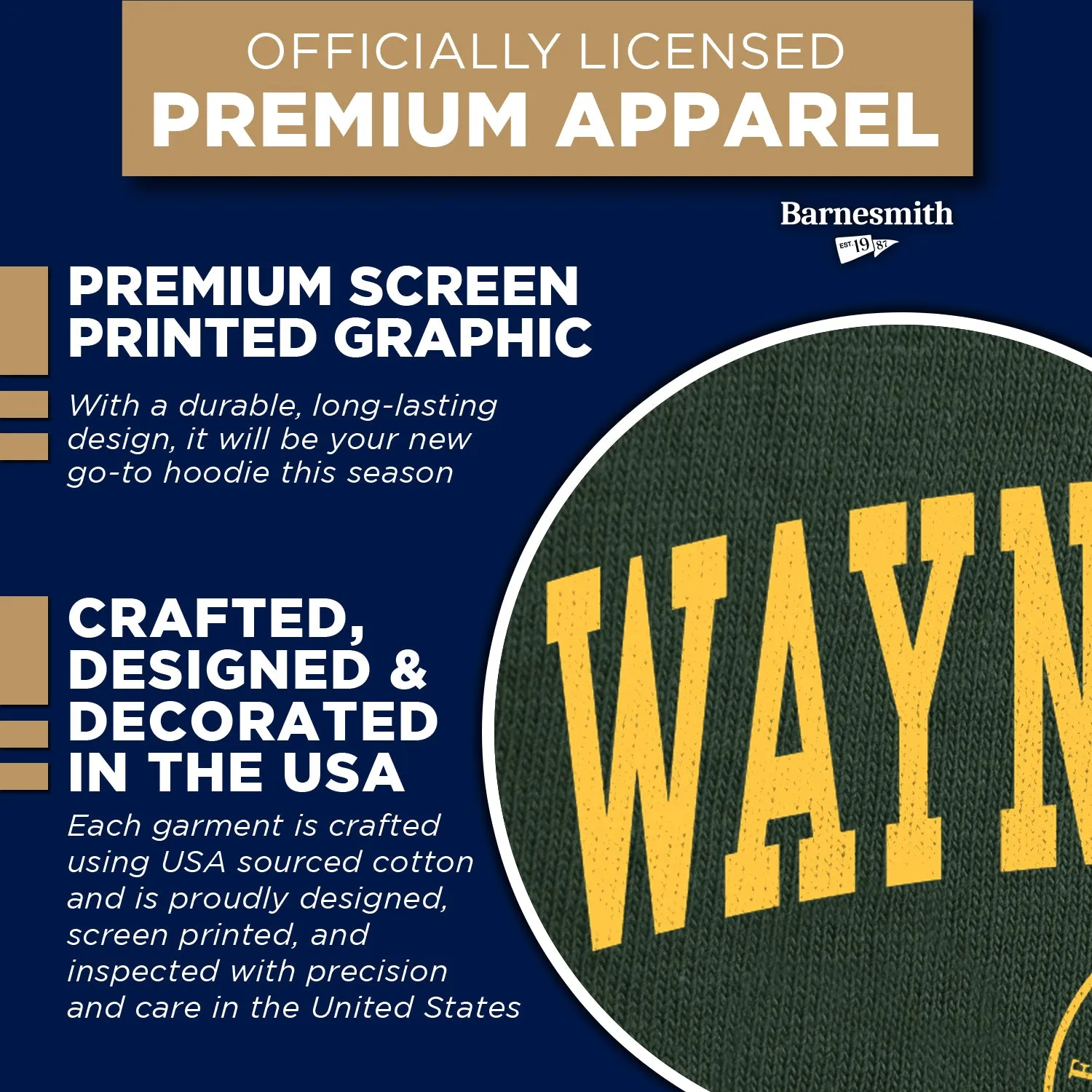 Wayne State University Heritage Hooded Sweatshirt (Hunter Green) sold by Barnesmith product image thumbnail 4