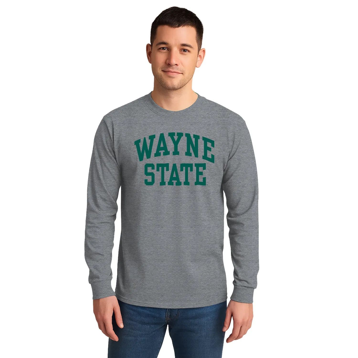 Wayne State University Classic Long Sleeve T-Shirt (Charcoal Grey) sold by Barnesmith product image thumbnail 2