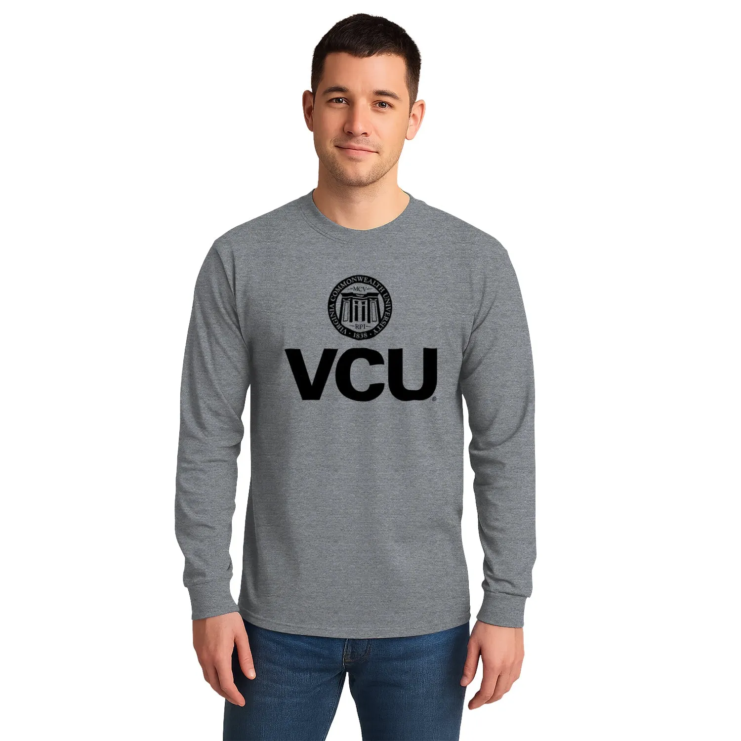 Virginia Commonwealth University Heritage Long Sleeve T-Shirt (Charcoal Grey) sold by Barnesmith product image thumbnail 2