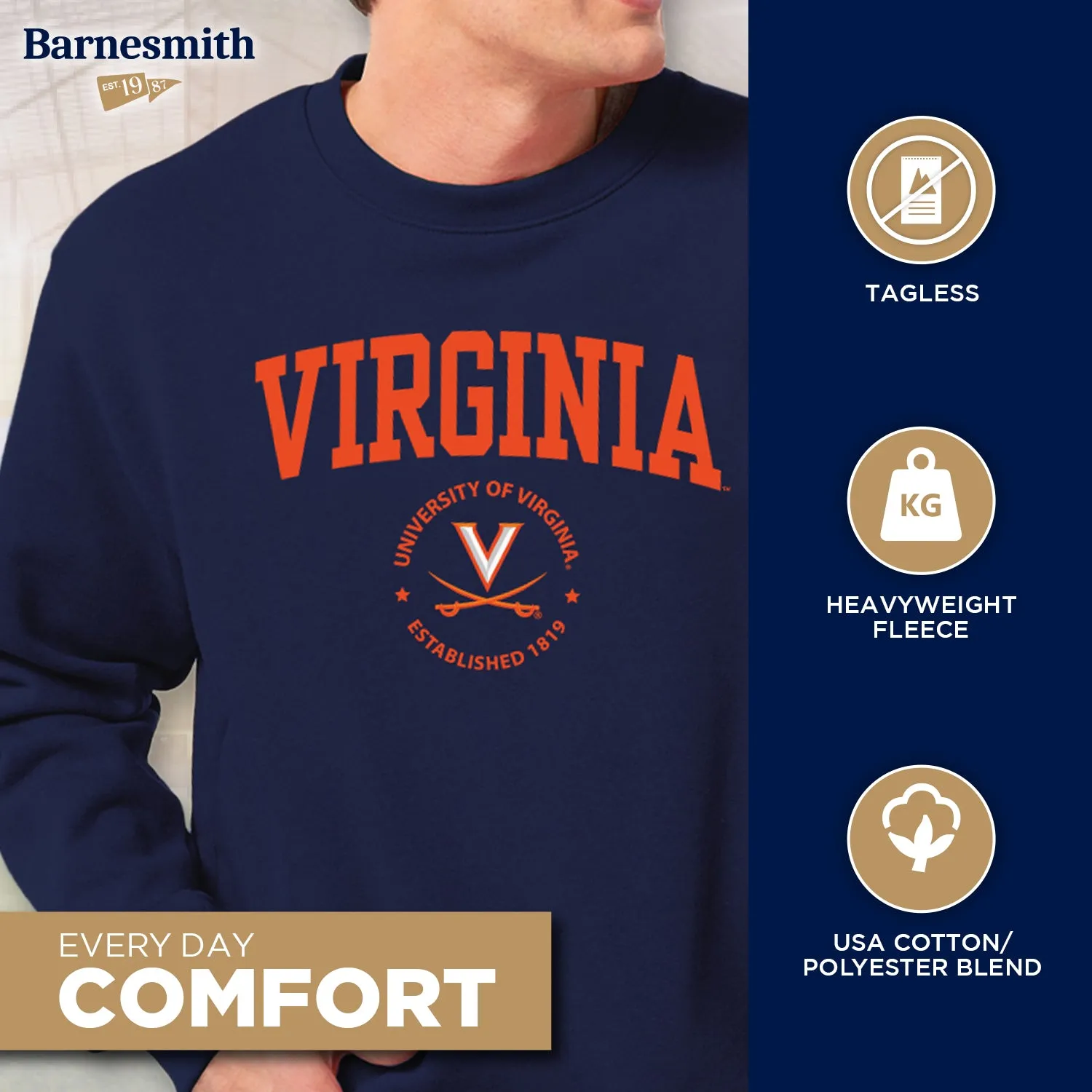 University of Virginia Heritage Sweatshirt (Navy) sold by Barnesmith product image thumbnail 3