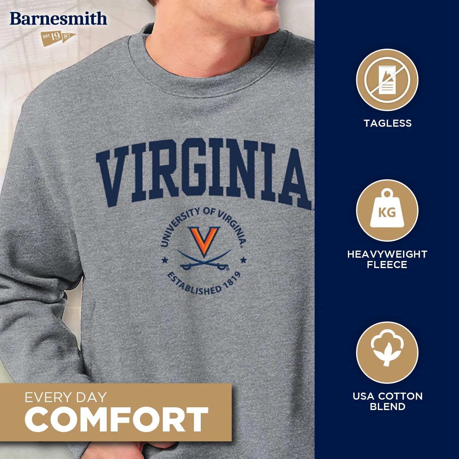 University of Virginia Heritage Sweatshirt (Charcoal Grey) sold by Barnesmith product image thumbnail 3