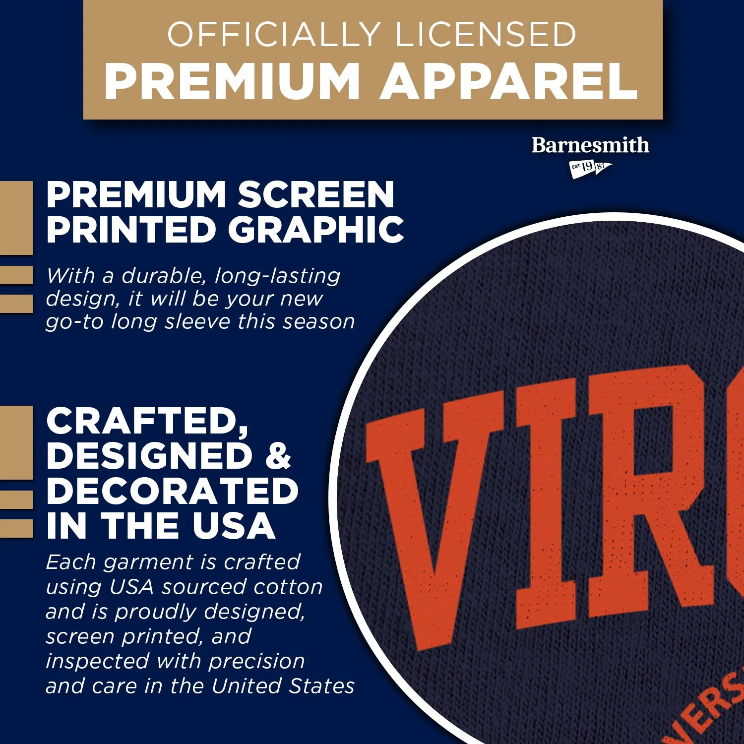 University of Virginia Heritage Long Sleeve T-Shirt (Navy) sold by Barnesmith product image thumbnail 4