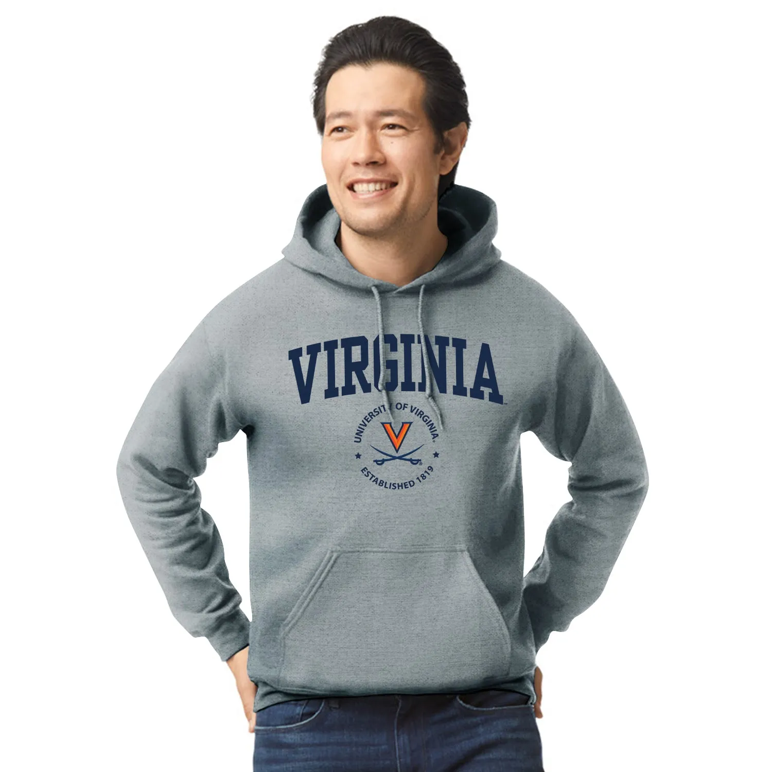 University of Virginia Heritage Hooded Sweatshirt (Charcoal Grey) sold by Barnesmith product image thumbnail 2