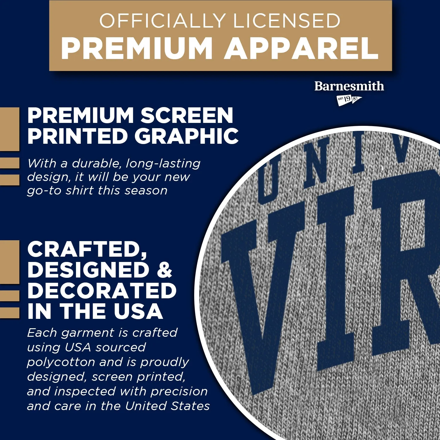 University of Virginia Classic T-Shirt (Charcoal Grey) sold by Barnesmith product image thumbnail 4