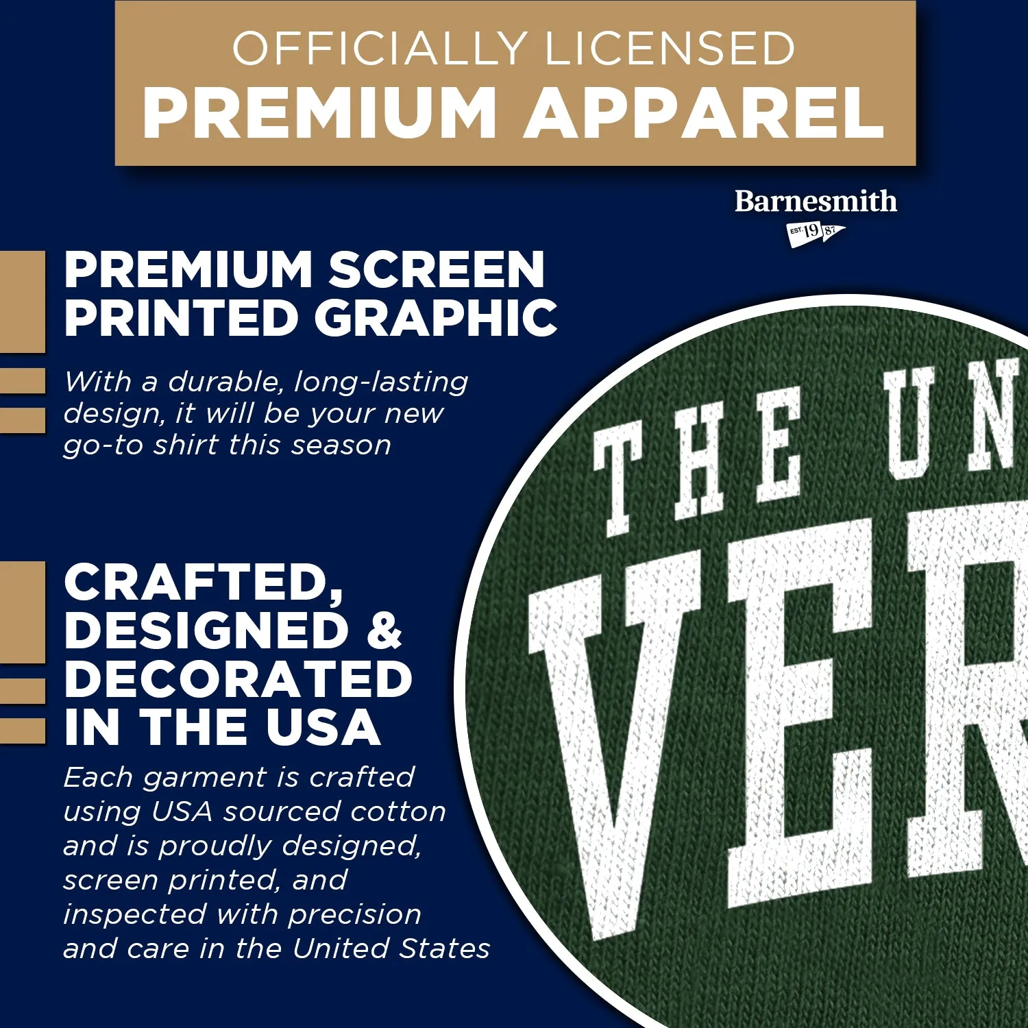 University of Vermont Heritage T-Shirt (Hunter Green) sold by Barnesmith product image thumbnail 4
