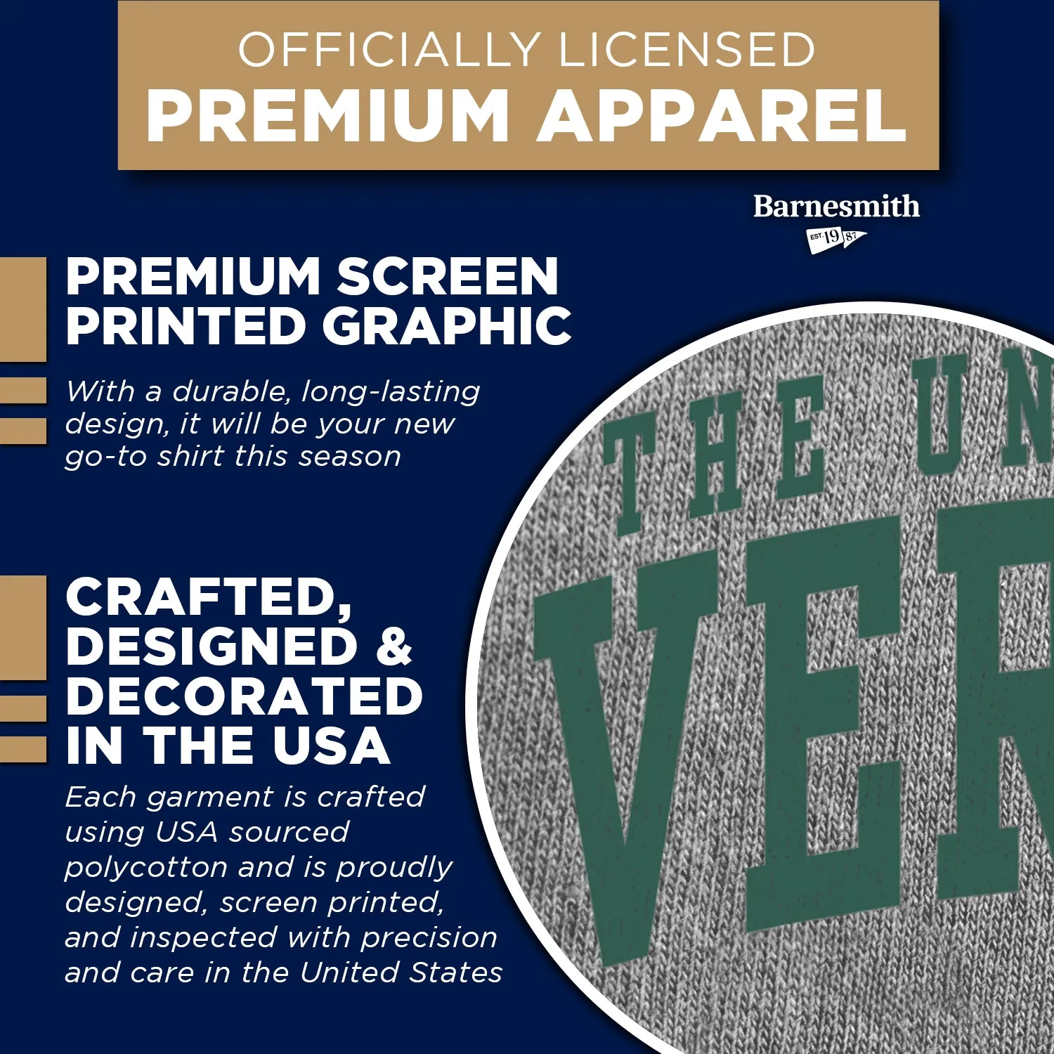 University of Vermont Heritage T-Shirt (Charcoal Grey) sold by Barnesmith product image thumbnail 4