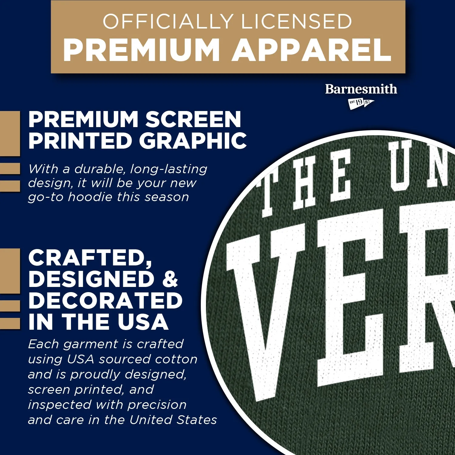 University of Vermont Heritage Hooded Sweatshirt (Hunter Green) sold by Barnesmith product image thumbnail 4