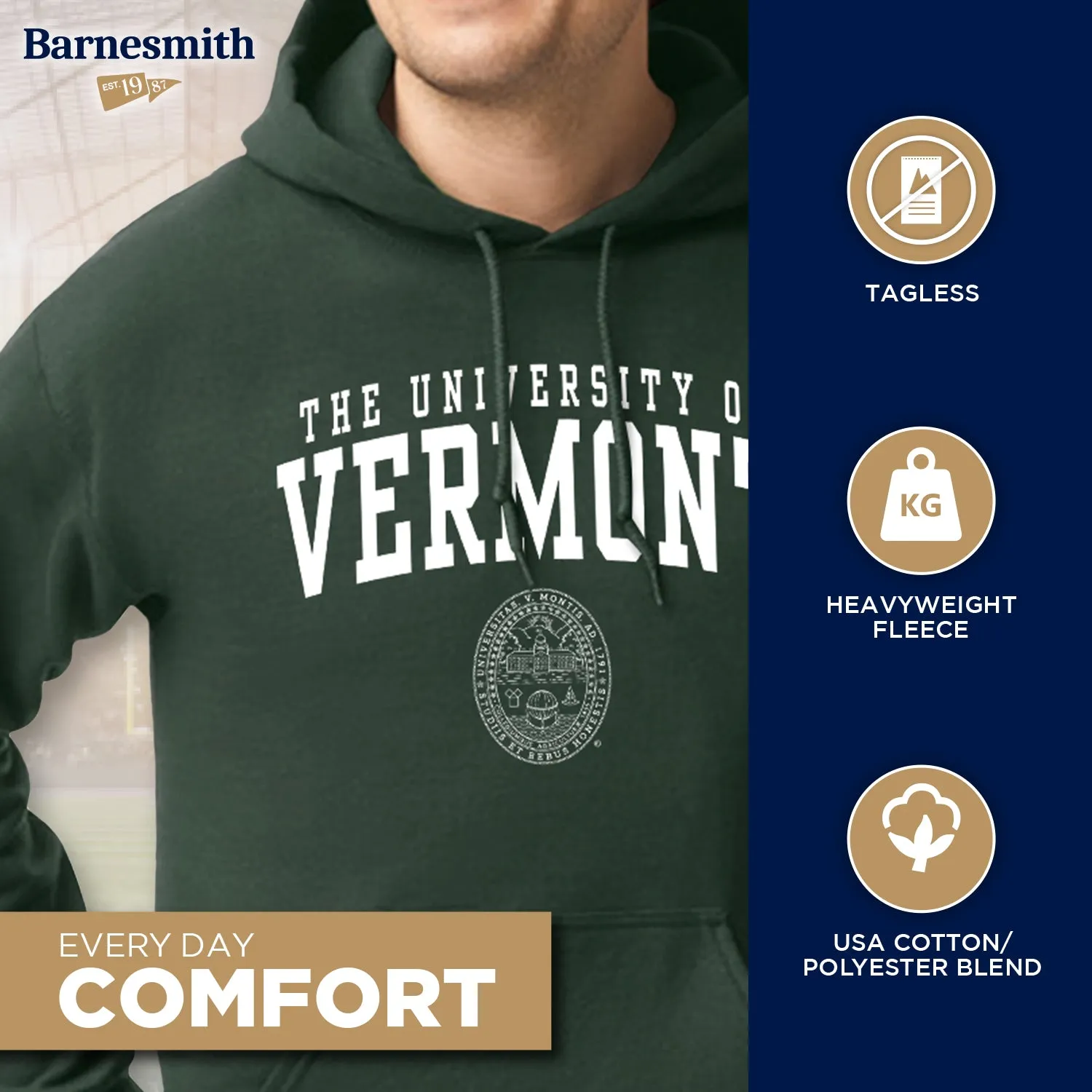 University of Vermont Heritage Hooded Sweatshirt (Hunter Green) sold by Barnesmith product image thumbnail 3