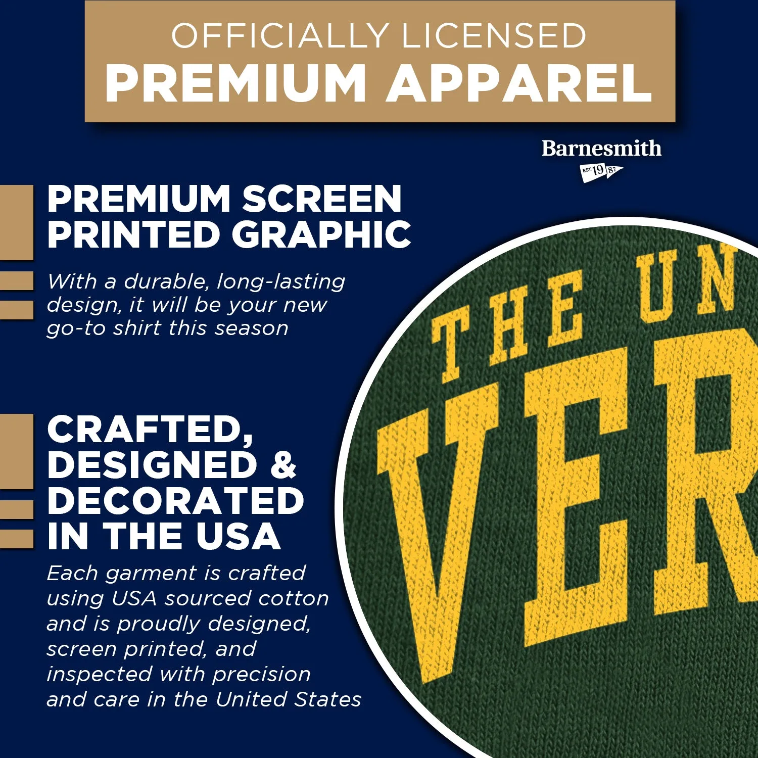 University of Vermont Classic T-Shirt (Hunter Green) sold by Barnesmith product image thumbnail 4
