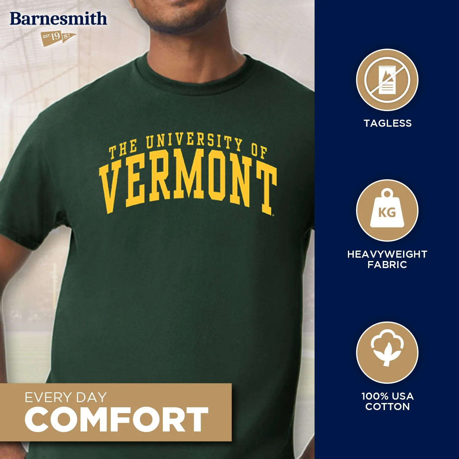 University of Vermont Classic T-Shirt (Hunter Green) sold by Barnesmith product image thumbnail 3