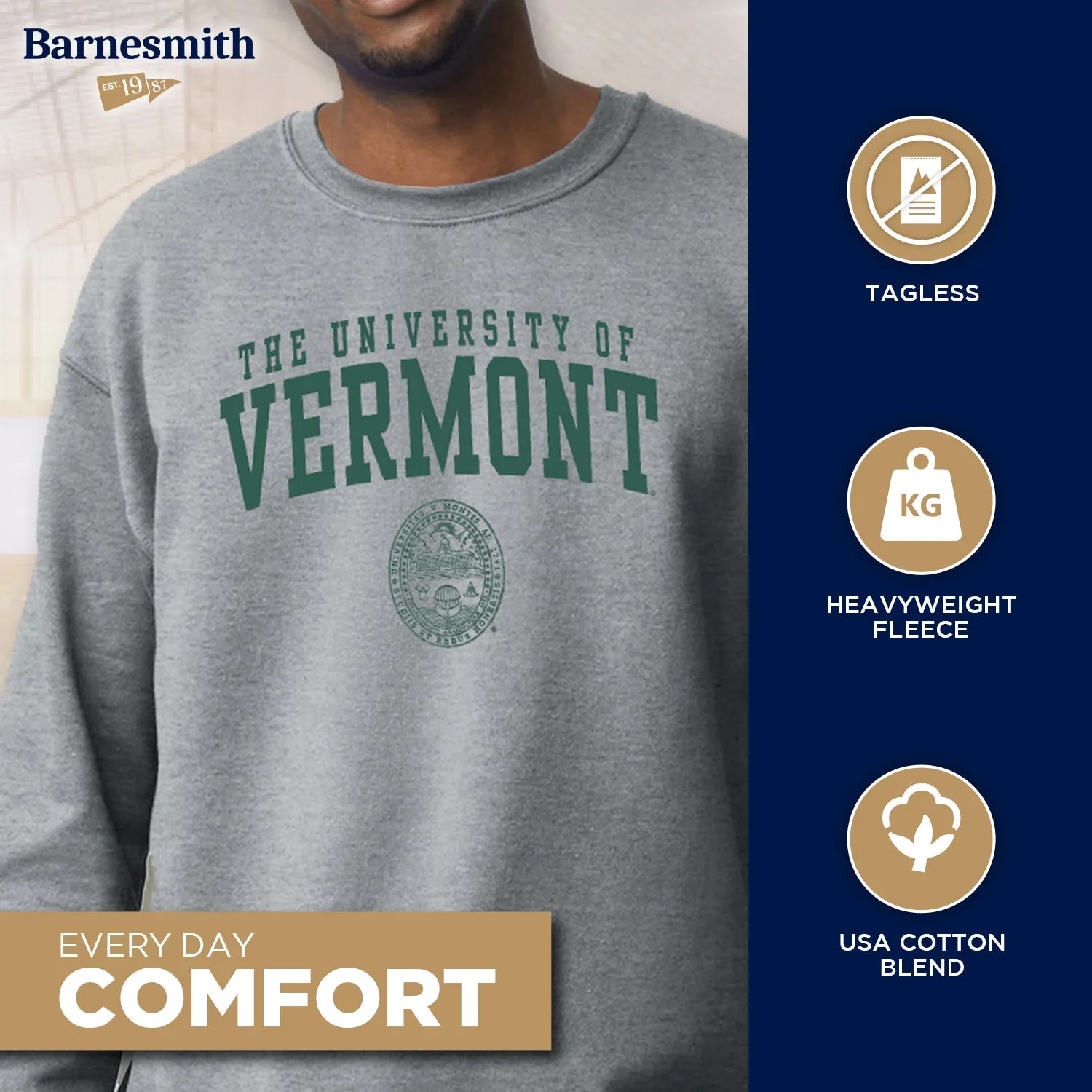 University of Vermont Heritage Sweatshirt (Charcoal Grey) sold by Barnesmith product image thumbnail 3
