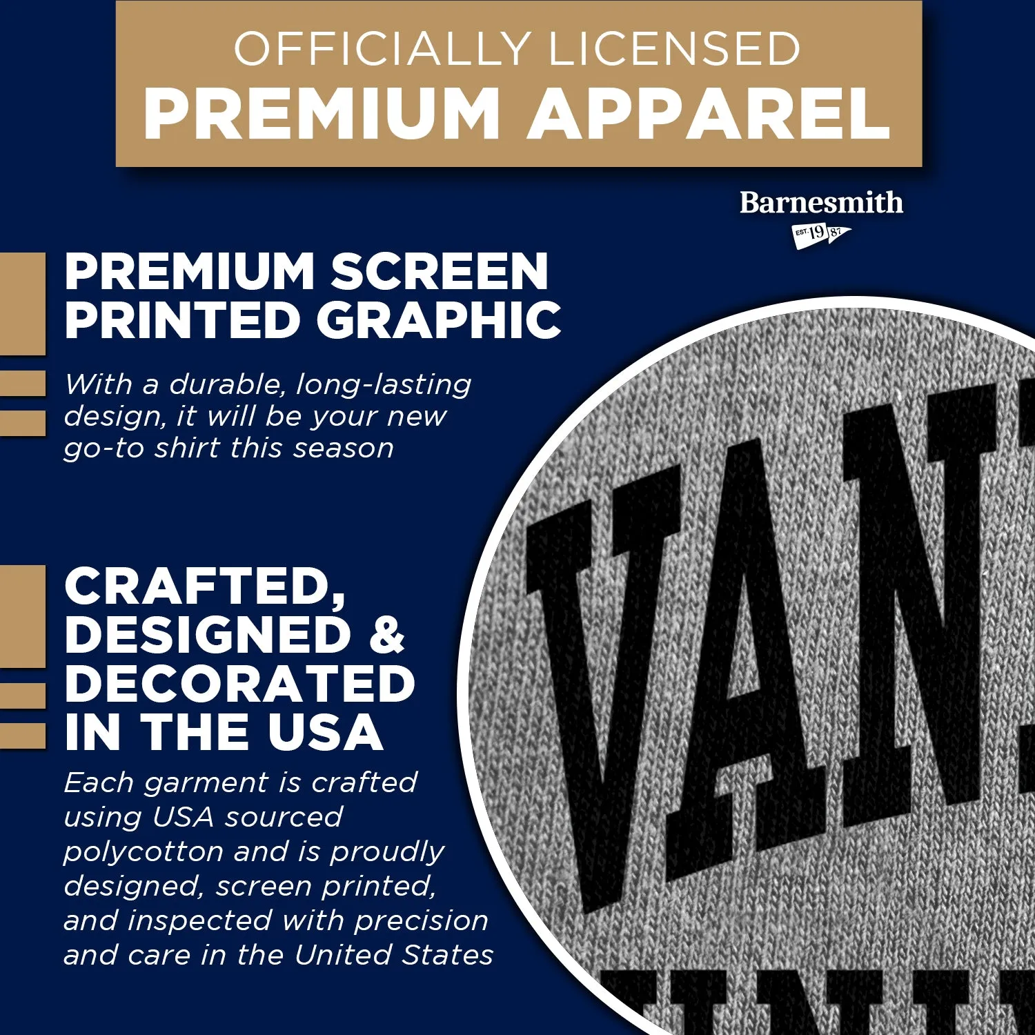 Vanderbilt University Classic T-Shirt (Charcoal Grey) sold by Barnesmith product image thumbnail 4