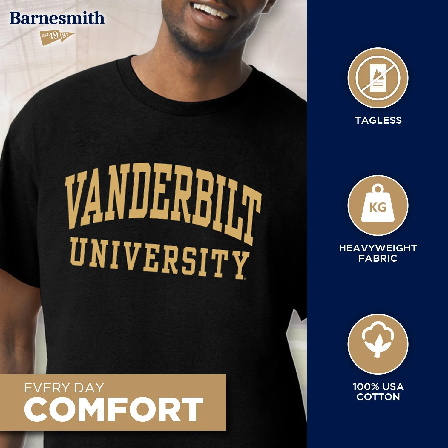 Vanderbilt University Classic T-Shirt (Black) sold by Barnesmith product image thumbnail 3