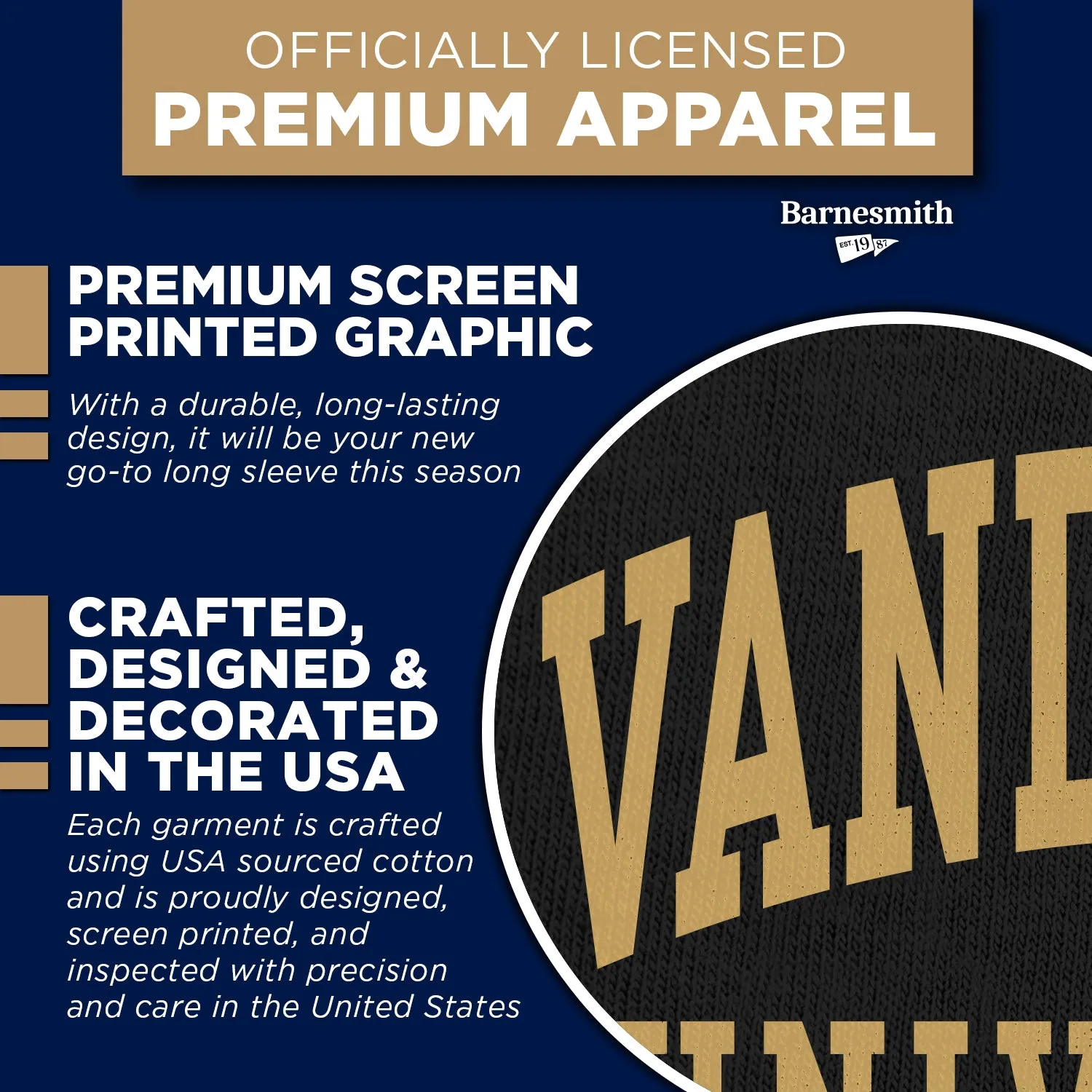 Vanderbilt University Classic Long Sleeve T-Shirt (Black) sold by Barnesmith product image thumbnail 4