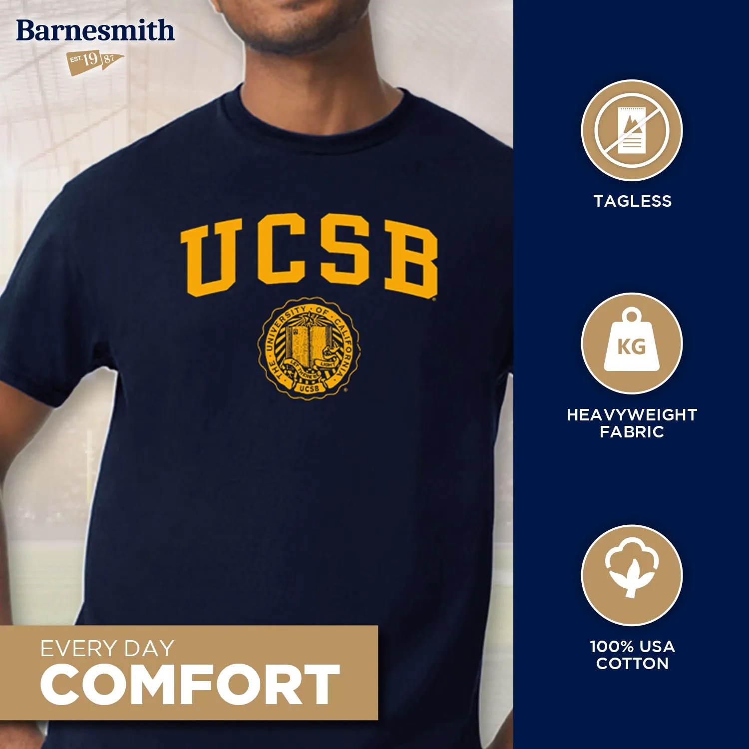 UC Santa Barbara Heritage T-Shirt (Navy) sold by Barnesmith product image thumbnail 3