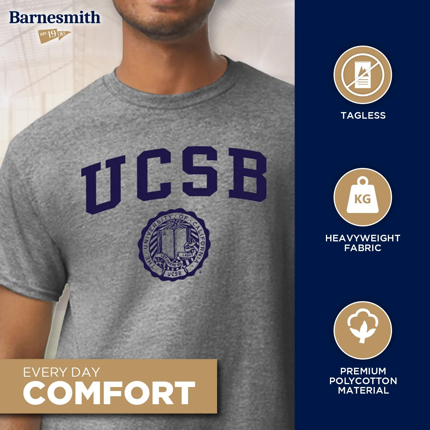 UC Santa Barbara Heritage T-Shirt (Charcoal Grey) sold by Barnesmith product image thumbnail 3