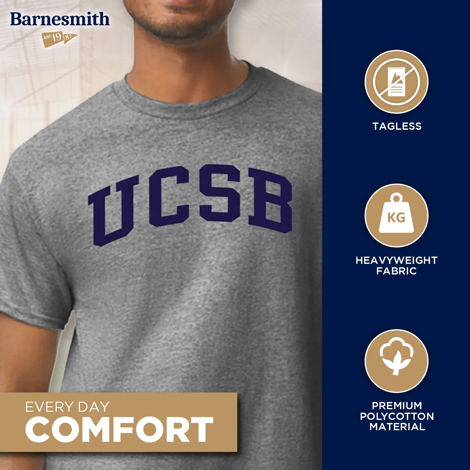 UC Santa Barbara Classic T-Shirt (Charcoal Grey) sold by Barnesmith product image thumbnail 3