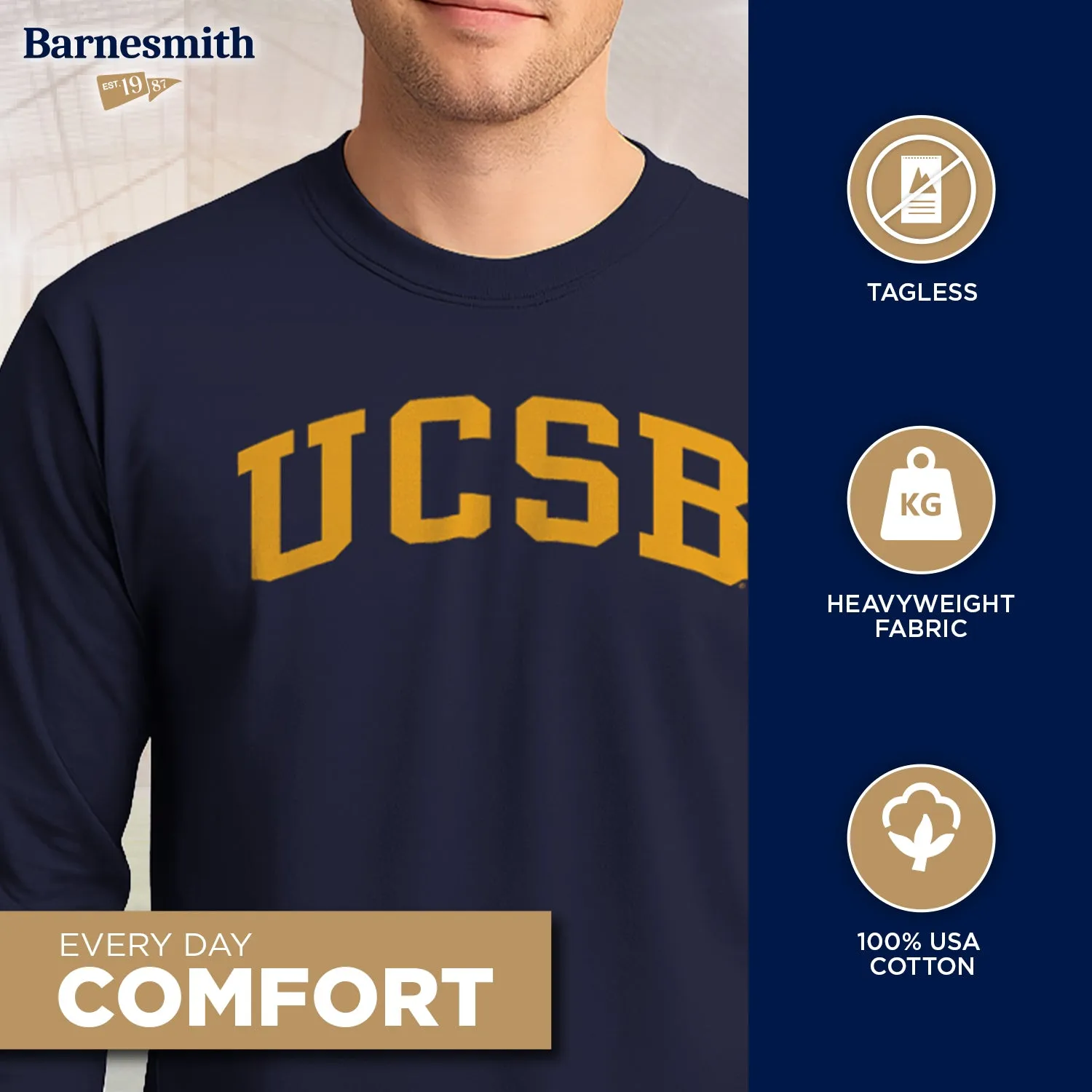 UC Santa Barbara Classic Long Sleeve T-Shirt (Navy) sold by Barnesmith product image thumbnail 3