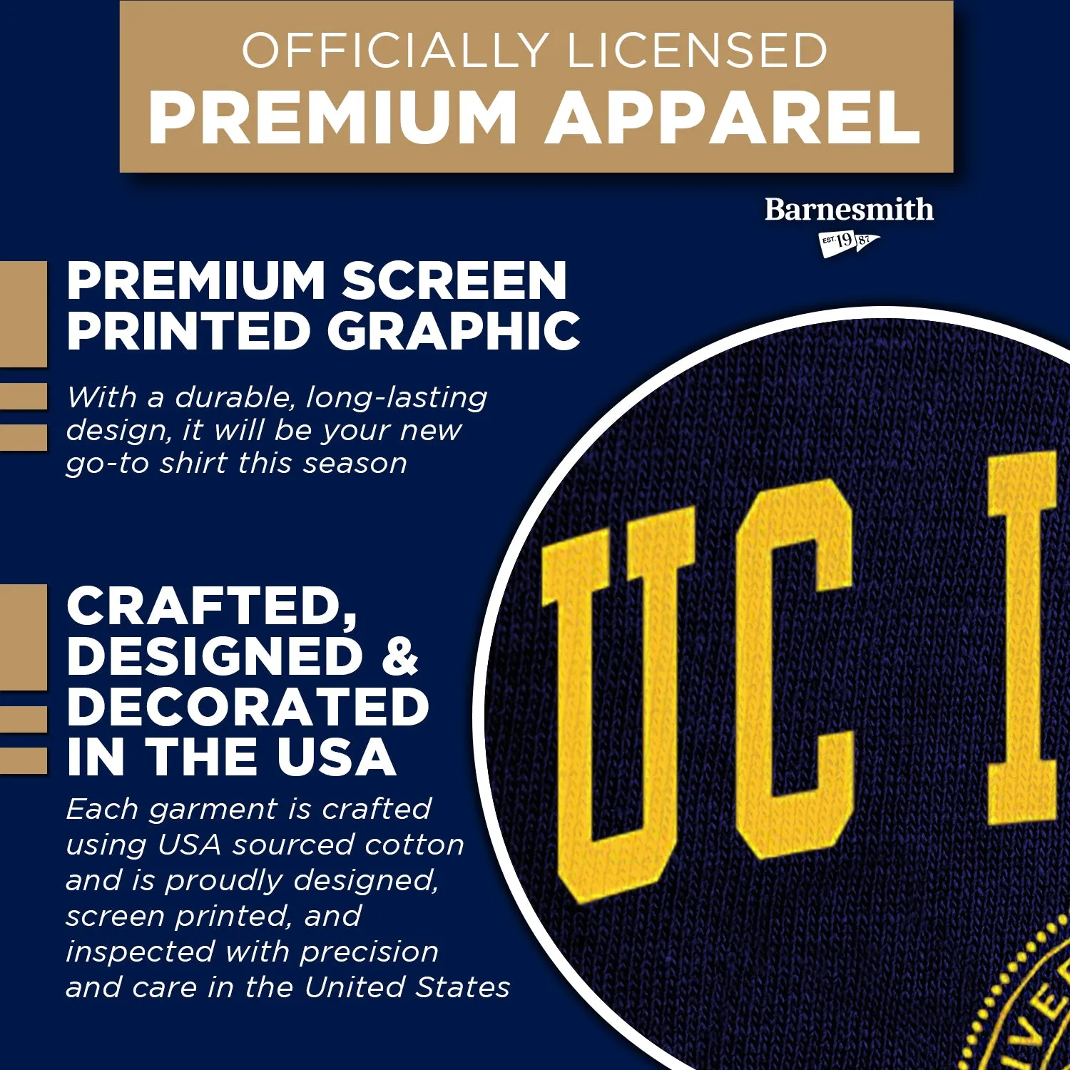 UC Irvine Heritage T-Shirt (Navy) sold by Barnesmith product image thumbnail 4