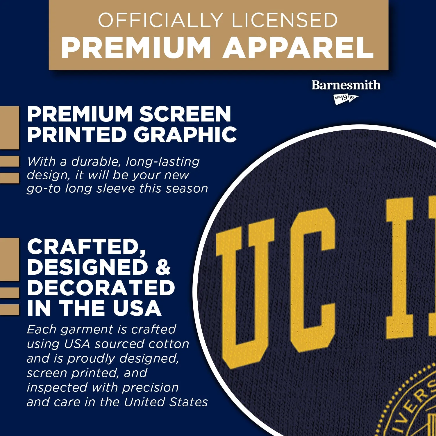 UC Irvine Heritage Long Sleeve T-Shirt (Navy) sold by Barnesmith product image thumbnail 4