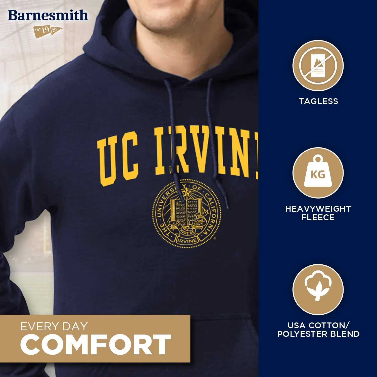 UC Irvine Heritage Hooded Sweatshirt (Navy) sold by Barnesmith product image thumbnail 3