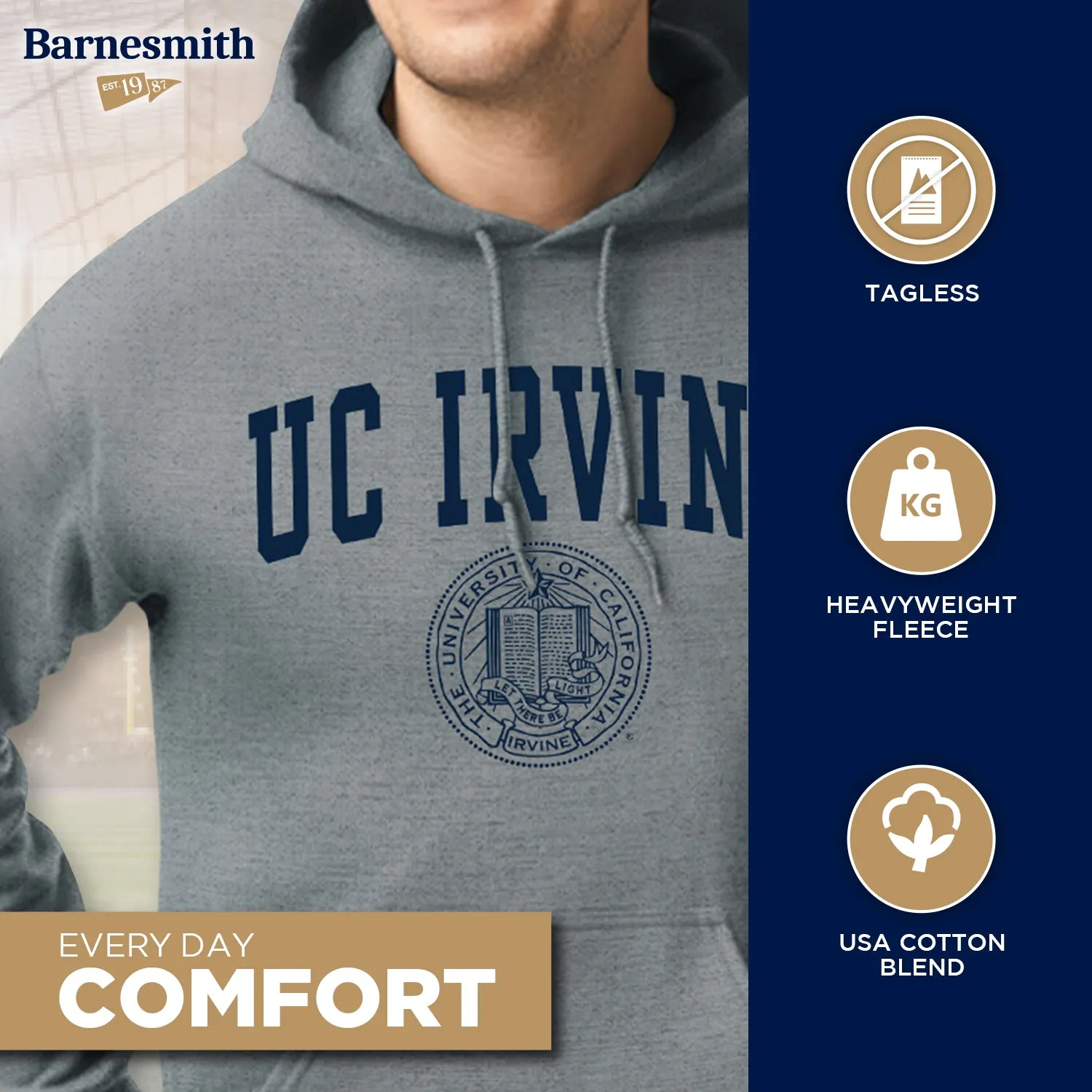 UC Irvine Heritage Hooded Sweatshirt (Charcoal Grey) sold by Barnesmith product image thumbnail 3