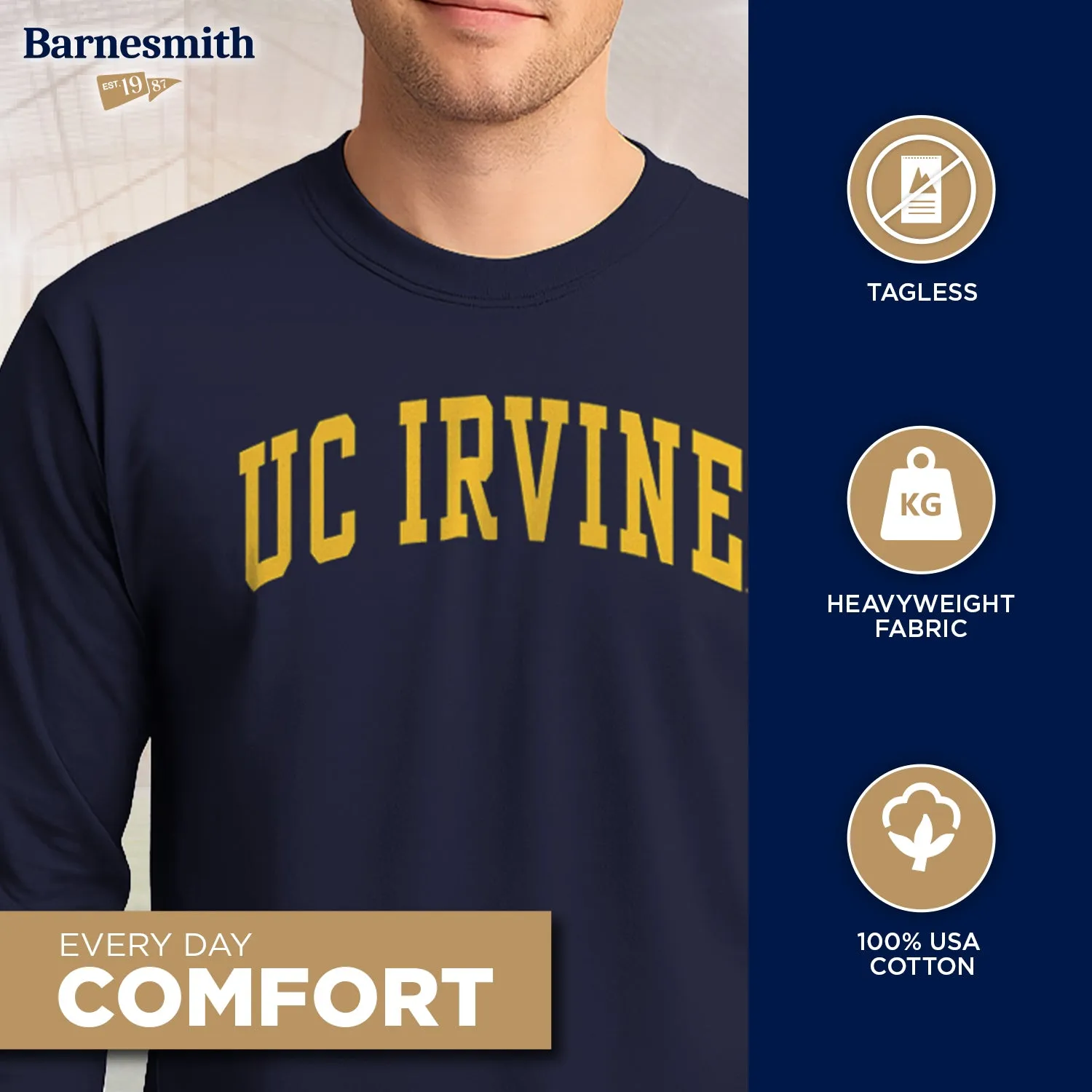 UC Irvine Classic Long Sleeve T-Shirt (Navy) sold by Barnesmith product image thumbnail 3