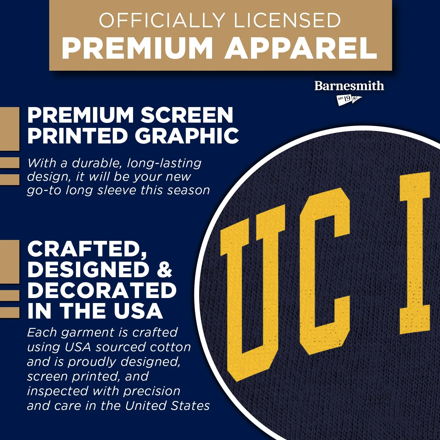 UC Irvine Classic Long Sleeve T-Shirt (Navy) sold by Barnesmith product image thumbnail 4