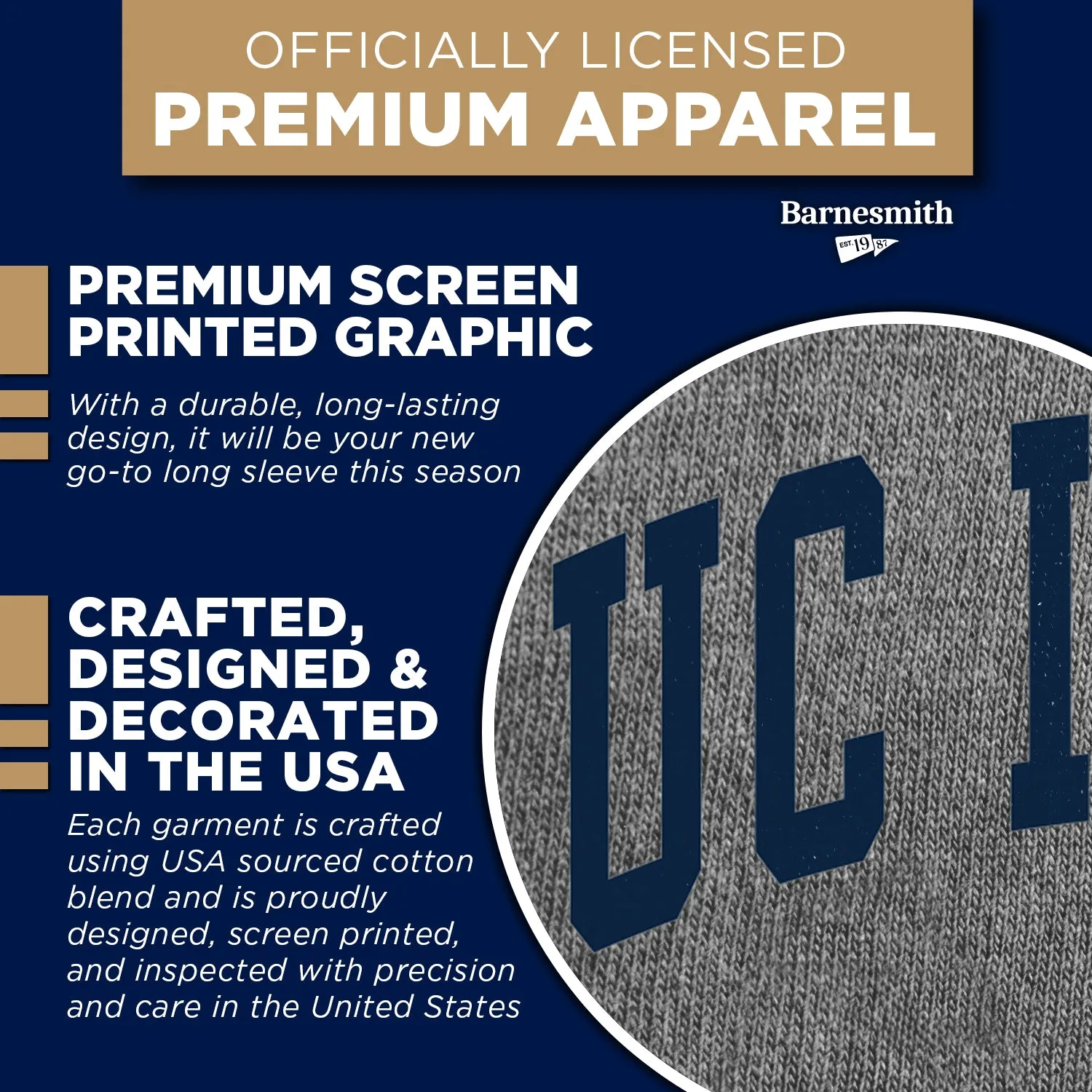 UC Irvine Classic Long Sleeve T-Shirt (Charcoal Grey) sold by Barnesmith product image thumbnail 4