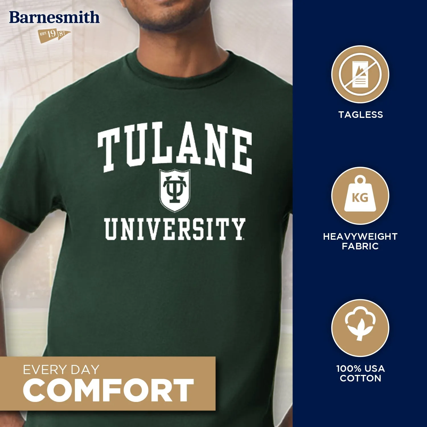 Tulane University Heritage T-Shirt (Hunter Green) sold by Barnesmith product image thumbnail 3