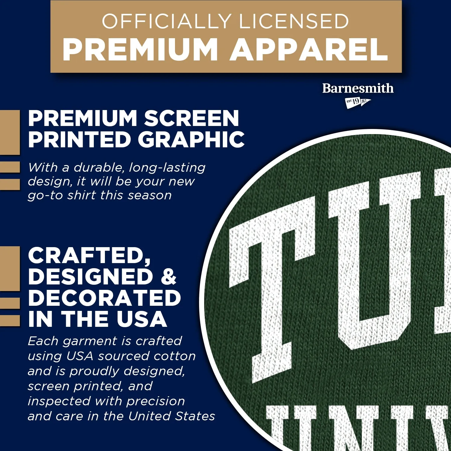 Tulane University Classic T-Shirt (Hunter Green) sold by Barnesmith product image thumbnail 4