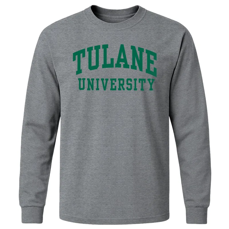 Tulane University Classic Long Sleeve T-Shirt (Charcoal Grey) sold by Barnesmith