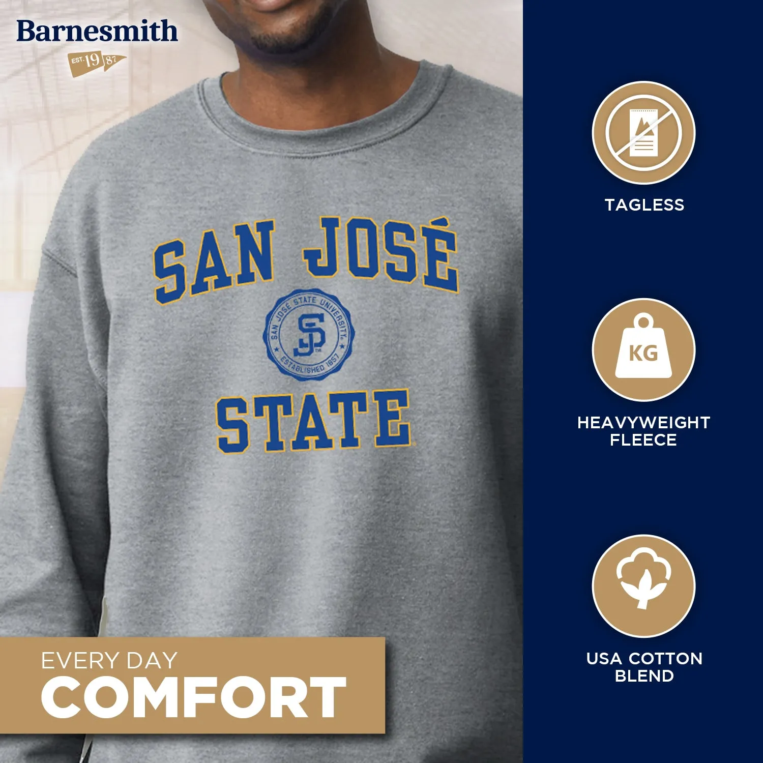San Jose State University Heritage Sweatshirt (Charcoal Grey) sold by Barnesmith product image thumbnail 3