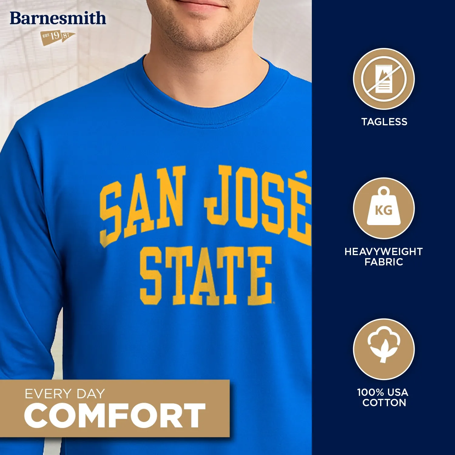 San Jose State University Classic Long Sleeve T-Shirt (Royal Blue) sold by Barnesmith product image thumbnail 3