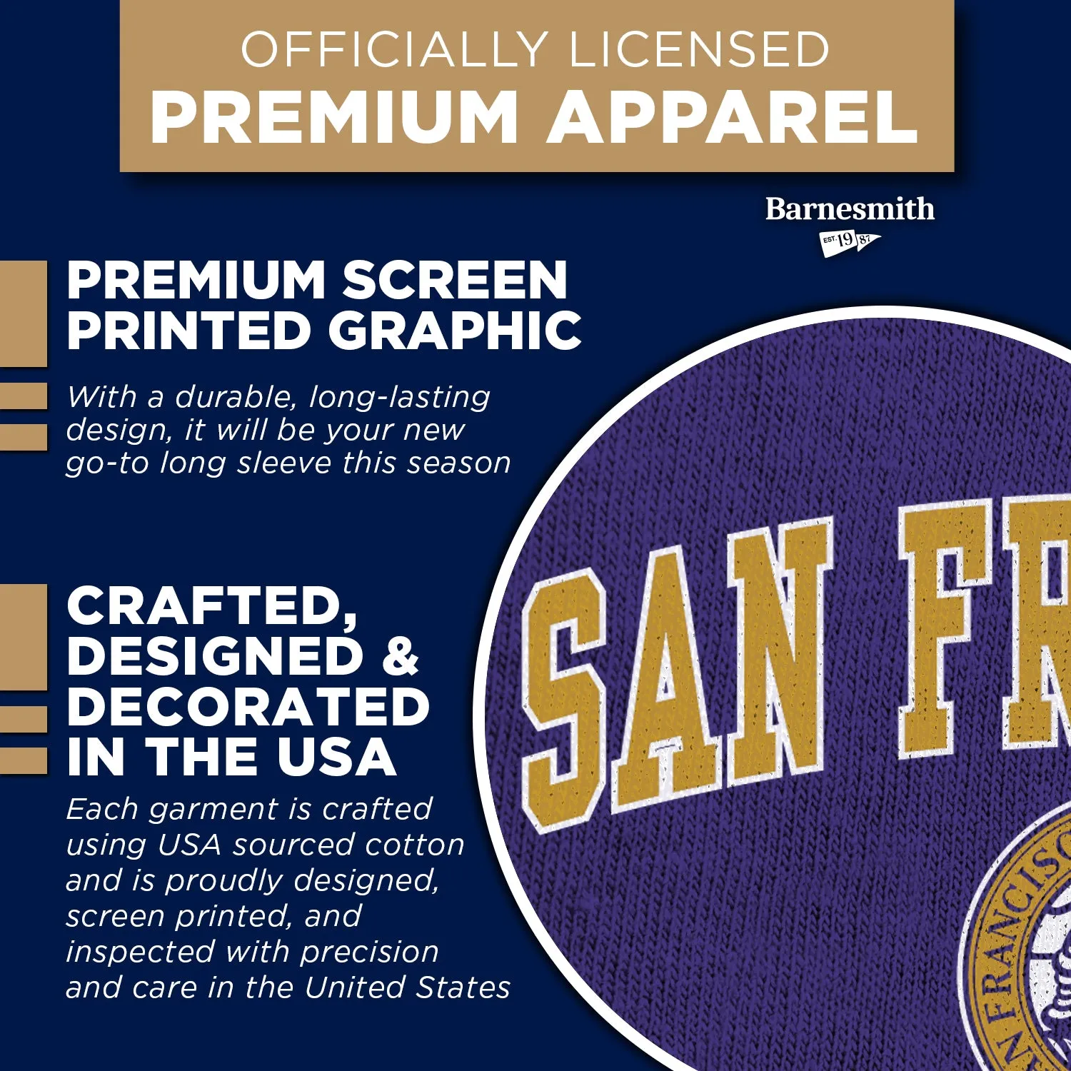 San Francisco State University Heritage Long Sleeve T-Shirt (Purple) sold by Barnesmith product image thumbnail 4