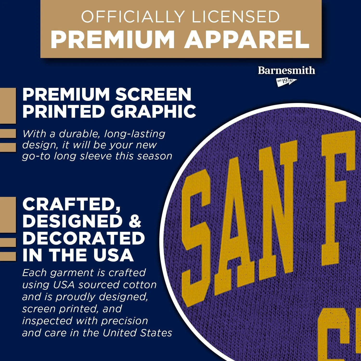 San Francisco State University Classic Long Sleeve T-Shirt (Purple) sold by Barnesmith product image thumbnail 4