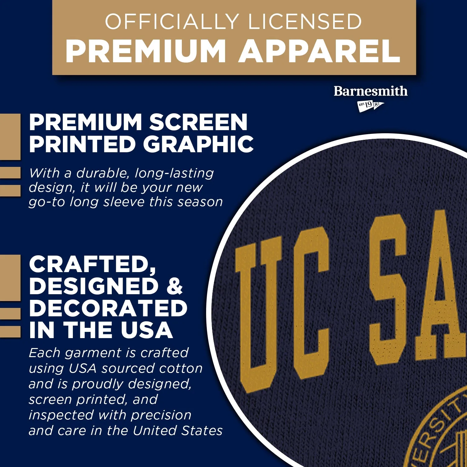 UC San Diego Heritage Long Sleeve T-Shirt (Navy) sold by Barnesmith product image thumbnail 4