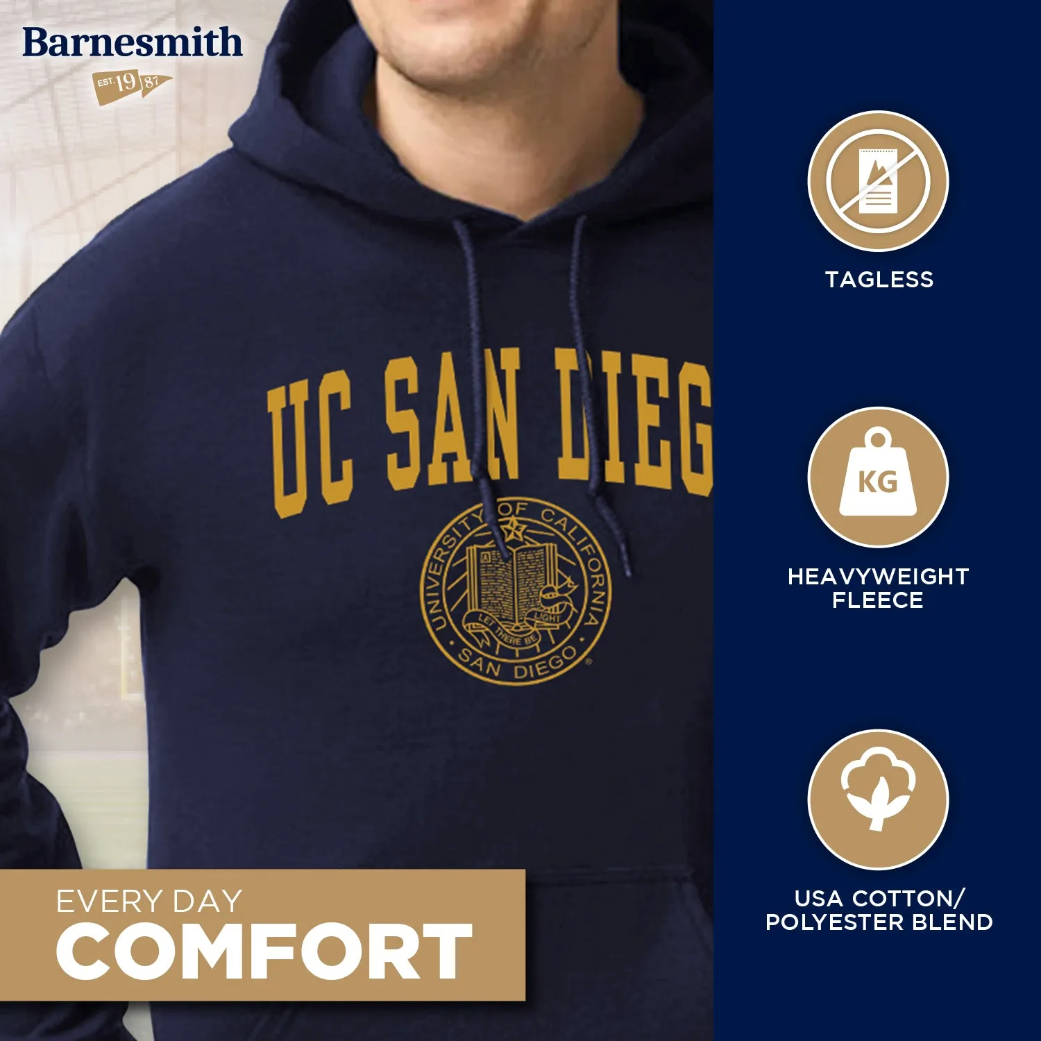 UC San Diego Heritage Hooded Sweatshirt (Navy) sold by Barnesmith product image thumbnail 3