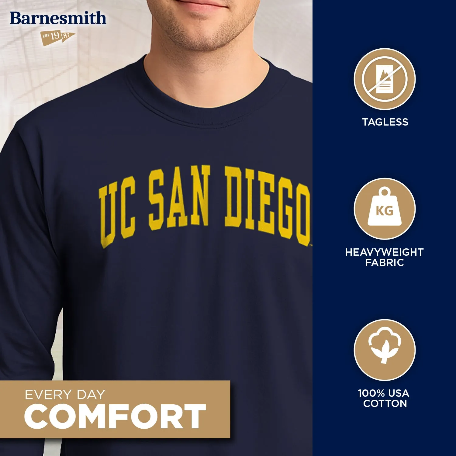 UC San Diego Classic Long Sleeve T-Shirt (Navy) sold by Barnesmith product image thumbnail 3