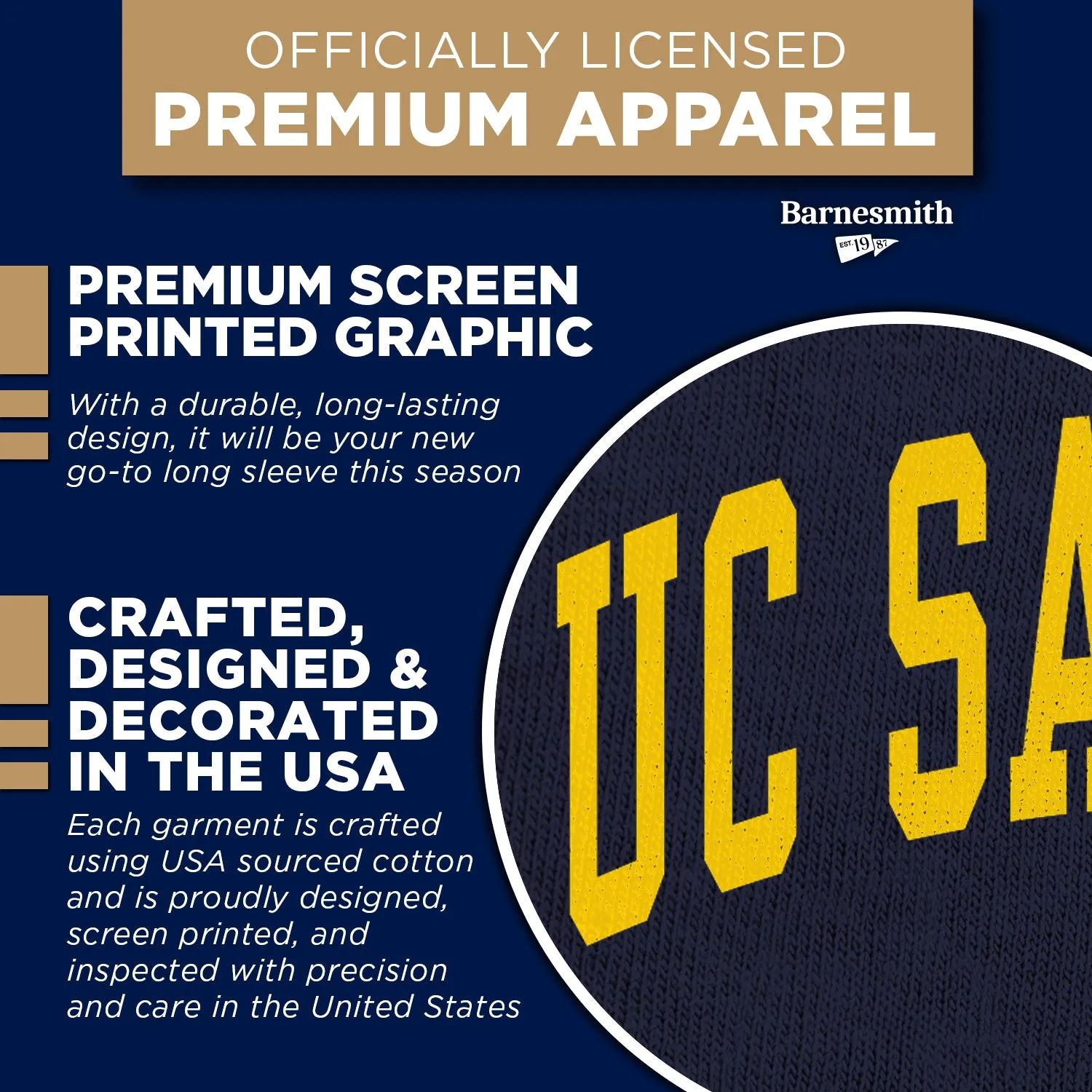 UC San Diego Classic Long Sleeve T-Shirt (Navy) sold by Barnesmith product image thumbnail 4