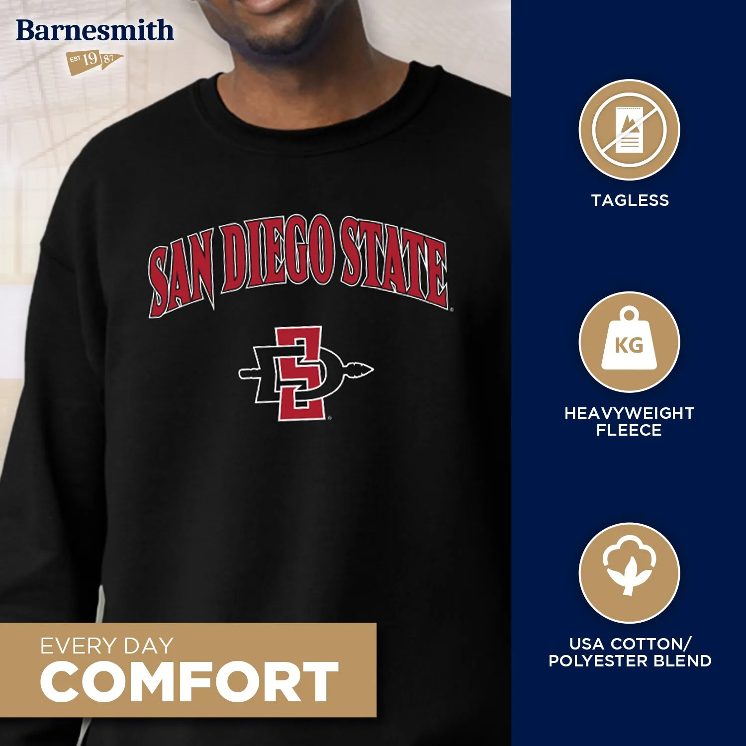 San Diego State University Heritage Sweatshirt (Black) sold by Barnesmith product image thumbnail 3