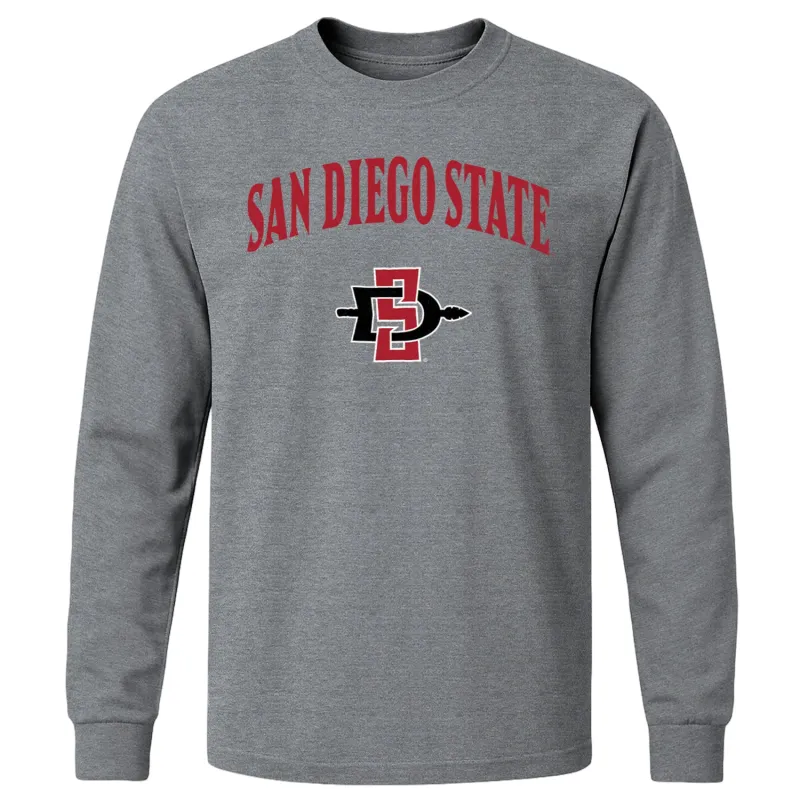 San Diego State University Heritage Long Sleeve T-Shirt (Charcoal Grey) sold by Barnesmith