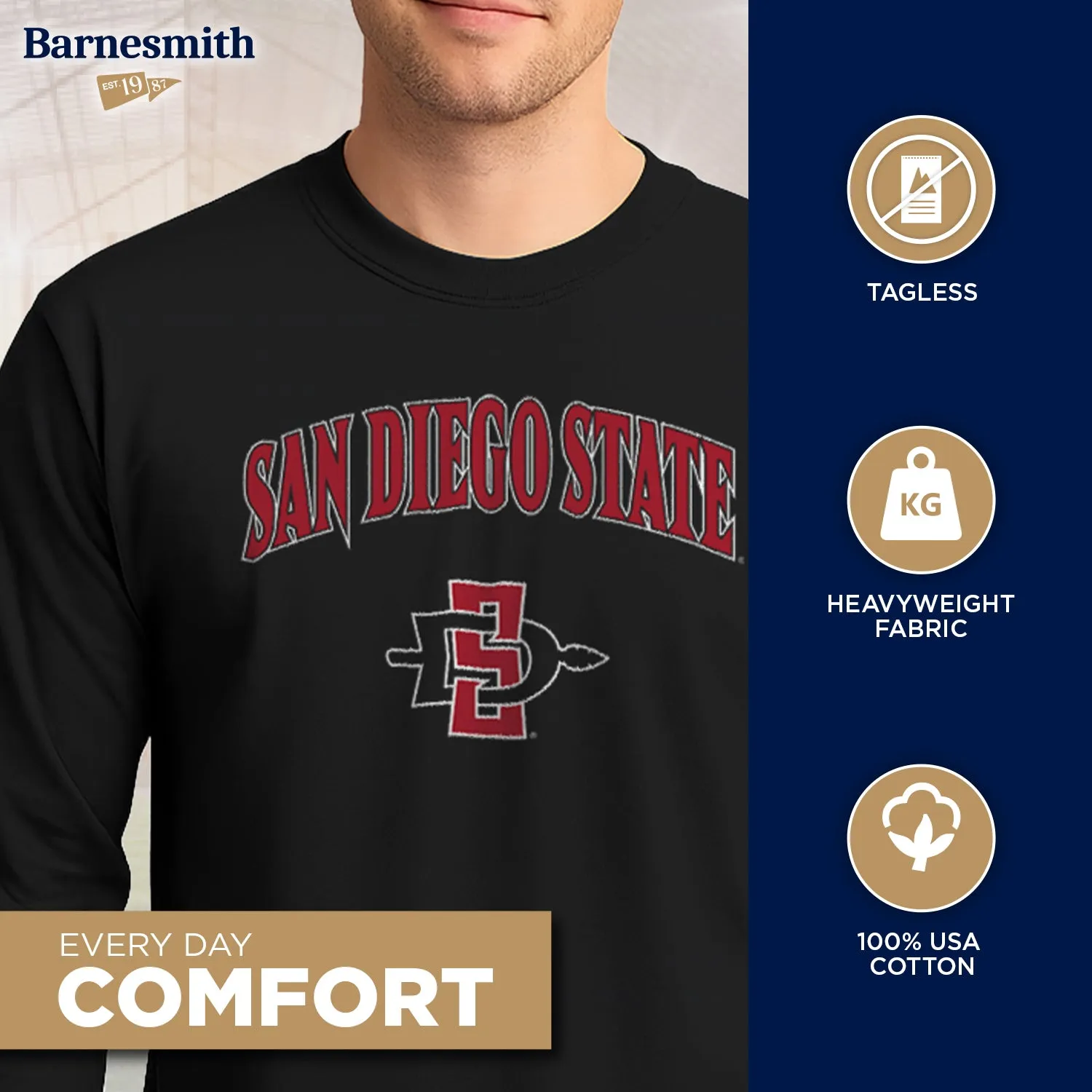 San Diego State University Heritage Long Sleeve T-Shirt (Black) sold by Barnesmith product image thumbnail 3