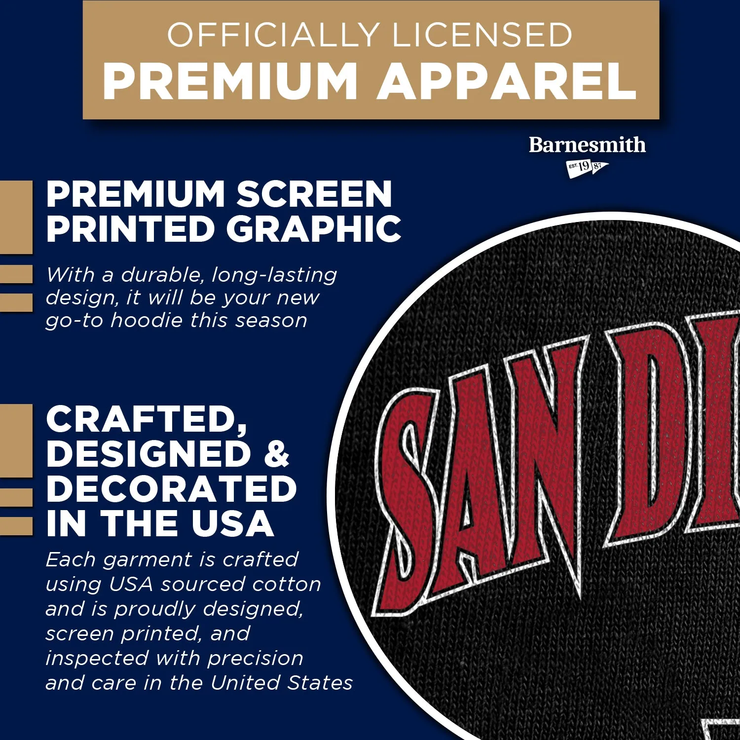 San Diego State University Heritage Hooded Sweatshirt (Black) sold by Barnesmith product image thumbnail 4