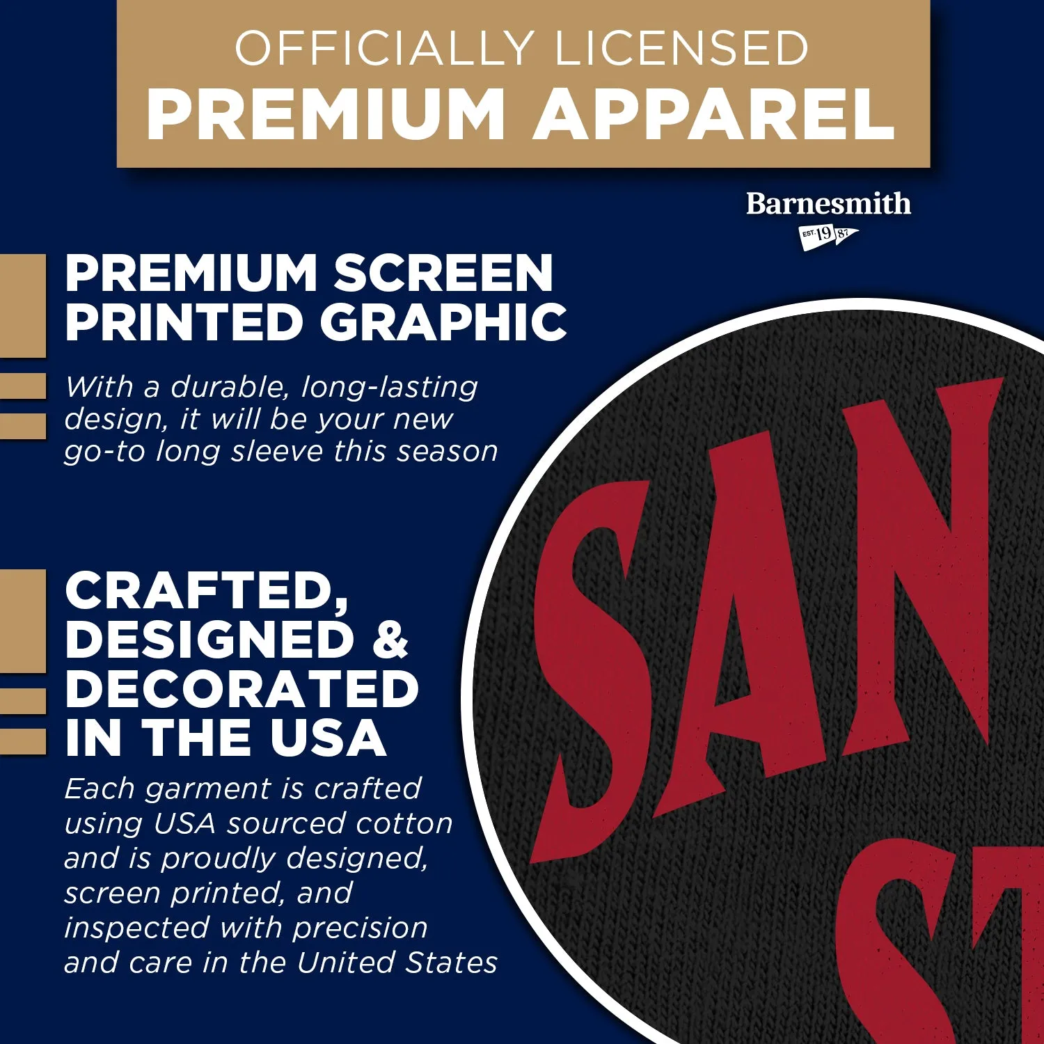 San Diego State University Classic Long Sleeve T-Shirt (Black) sold by Barnesmith product image thumbnail 4