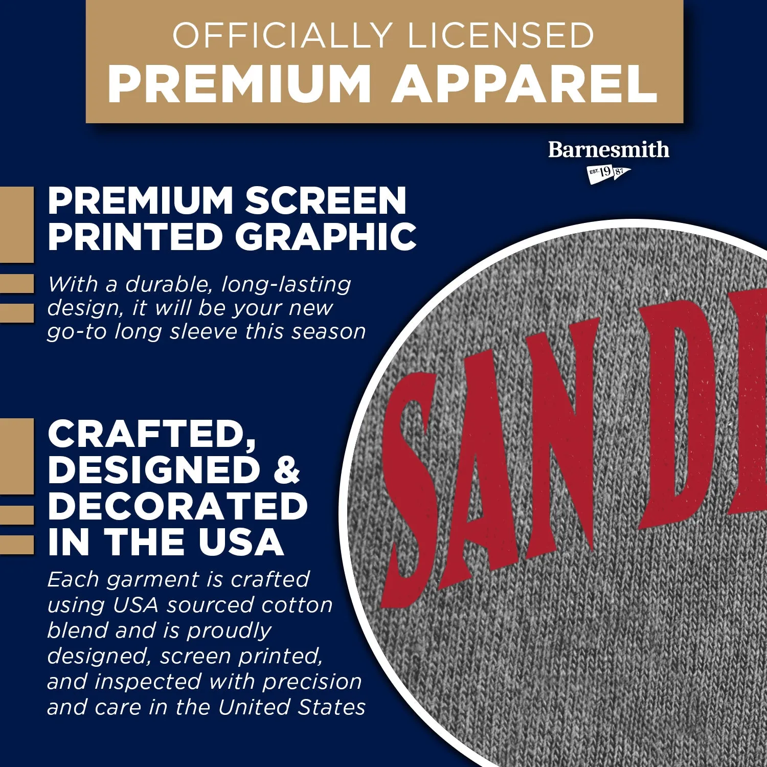San Diego State University Classic Long Sleeve T-Shirt (Charcoal Grey) sold by Barnesmith product image thumbnail 4