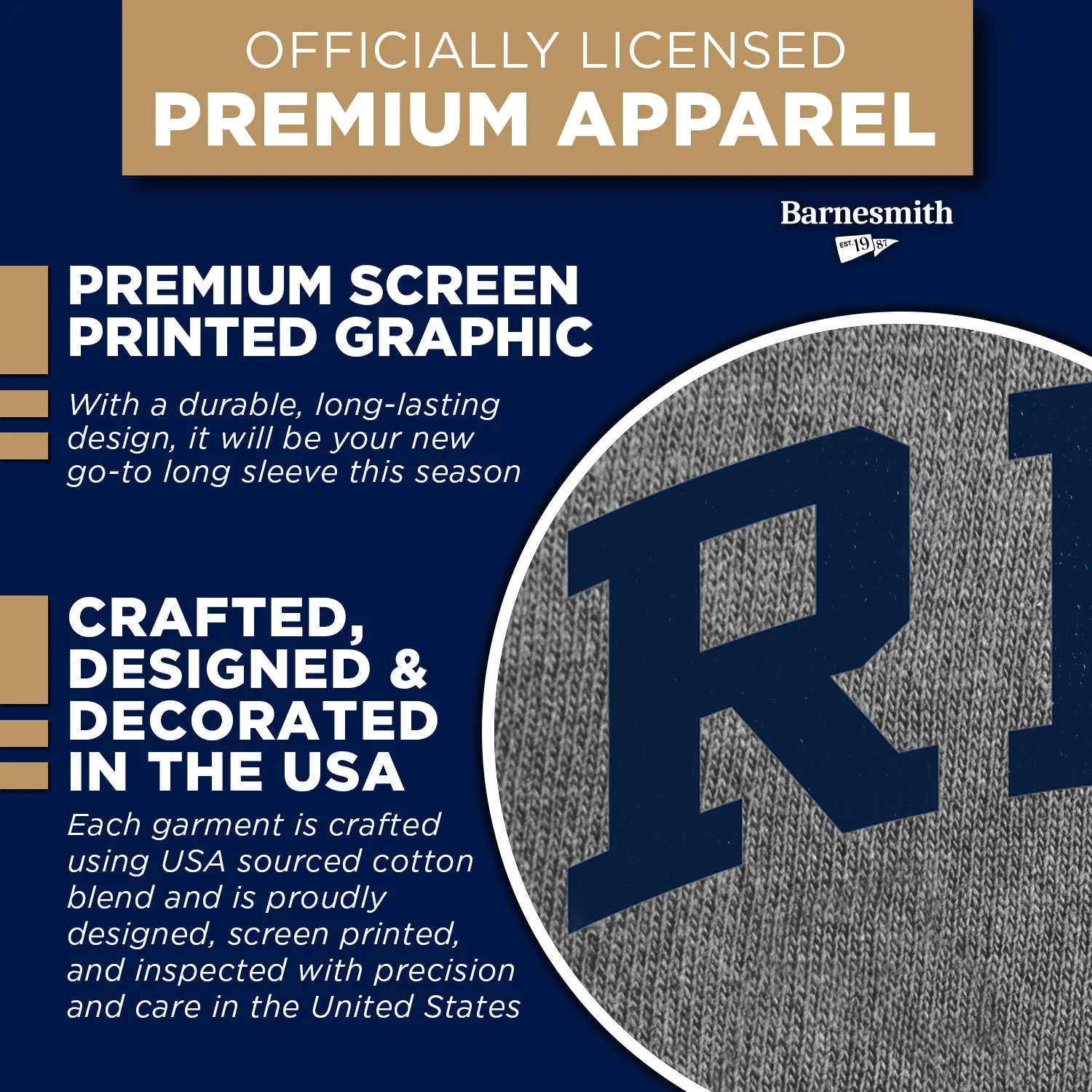 Rice University Classic Long Sleeve T-Shirt (Charcoal Grey) sold by Barnesmith product image thumbnail 4