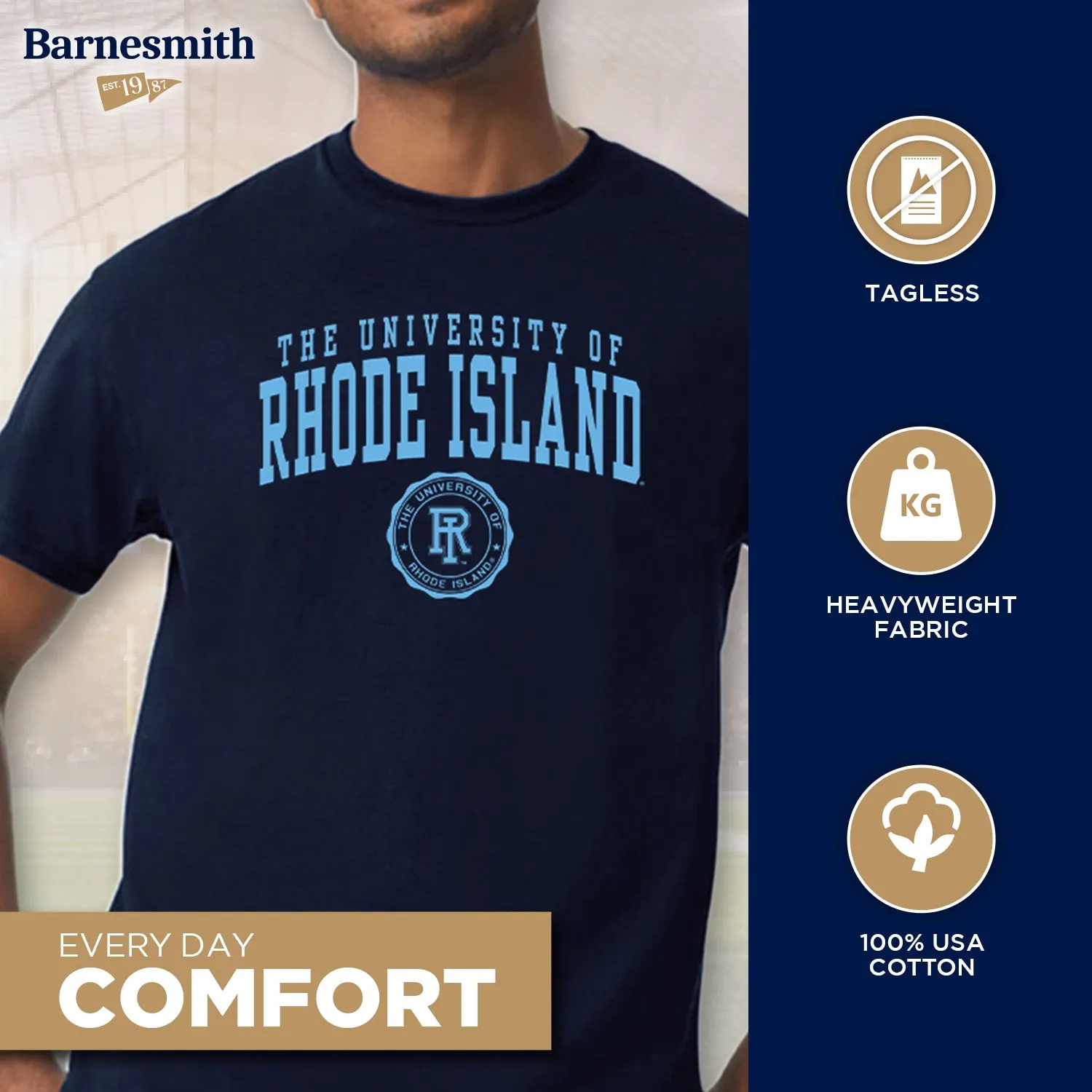 University of Rhode Island Heritage T-Shirt (Navy) sold by Barnesmith product image thumbnail 3