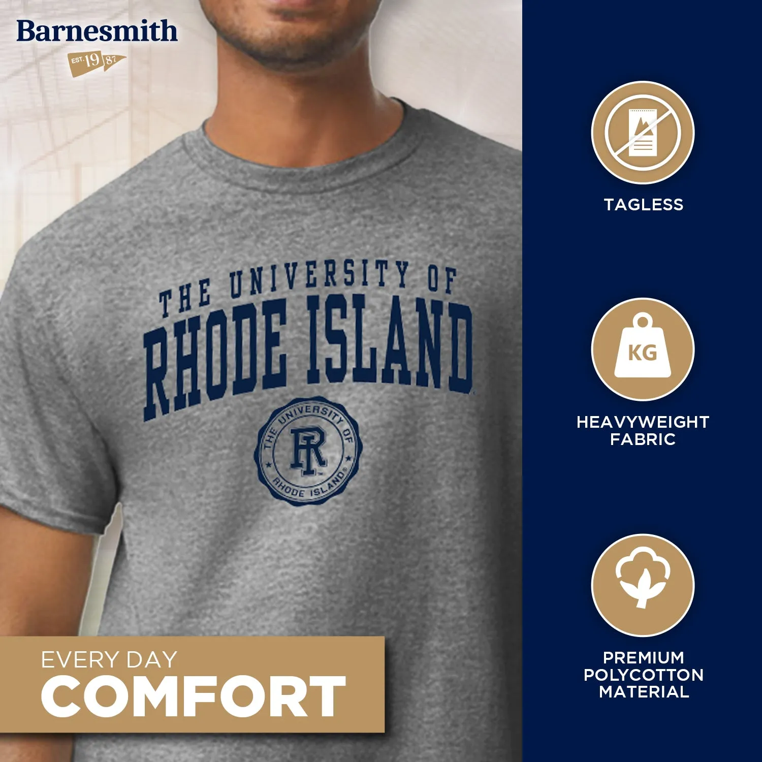 University of Rhode Island Heritage T-Shirt (Charcoal Grey) sold by Barnesmith product image thumbnail 3